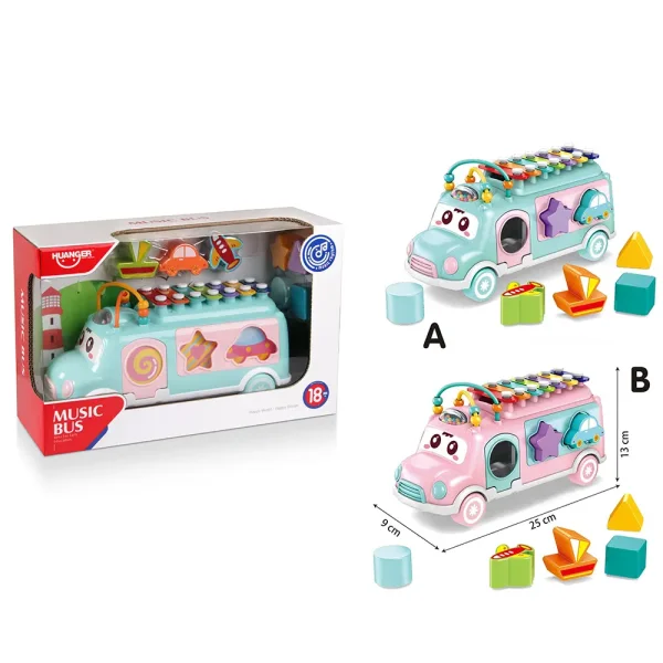 Huanger Игрушка развивающая Сортер Автобус-ксилофон / цвет розовый