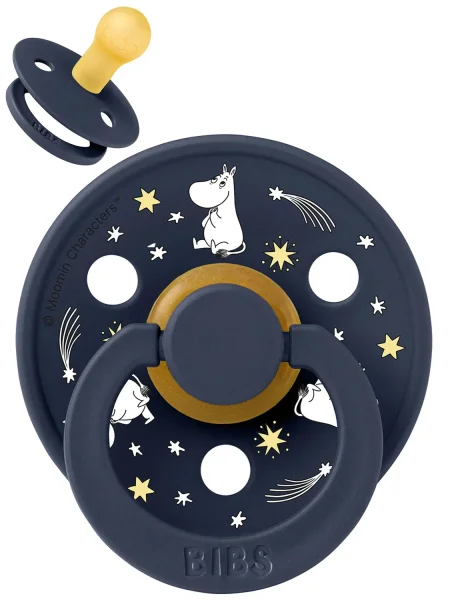 Пустышка латексная BIBS x Moomin Colour - Good Night - Deep Space, 0+ месяцев.
