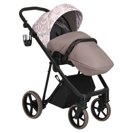 ROAN Коляска 2 в1 Sol короб + прогулка Flowers Powder/Rose gold /руч.Коричневый
