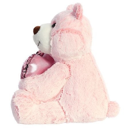 AURORA Игрушка мягкая "Медведь Большое сердце", 30 см / цвет розовый