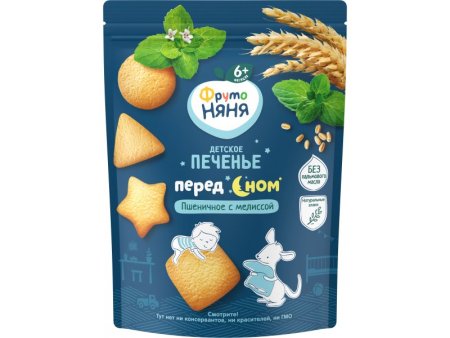 ФрутоНяня Печенье  Пшеничное с Мелиссой {с 6 мес} Doy Pack 120г. {93081}