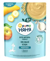 ФрутоНяня Каша молочная овсяная с бананом и яблоком 200 г, с 6 месяцев					