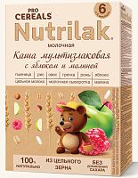 Nutrilak Premium Procereals Каша молочная мультизлаковая с яблоком и малиной, с 6 месяцев, 200 г					