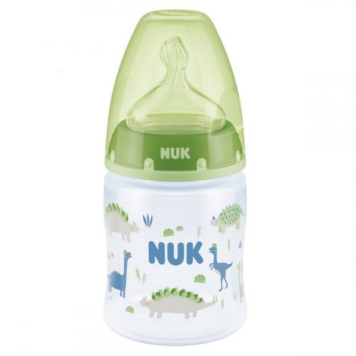 NUK Бутылочка First Choice Plus "Динозавры" 150 мл силиконовая соска от 0-6 месяцев