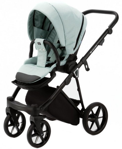 Adamex Коляска 2 в 1 Belissa / цвет серо-зеленая ткань + серо-зеленая кожа