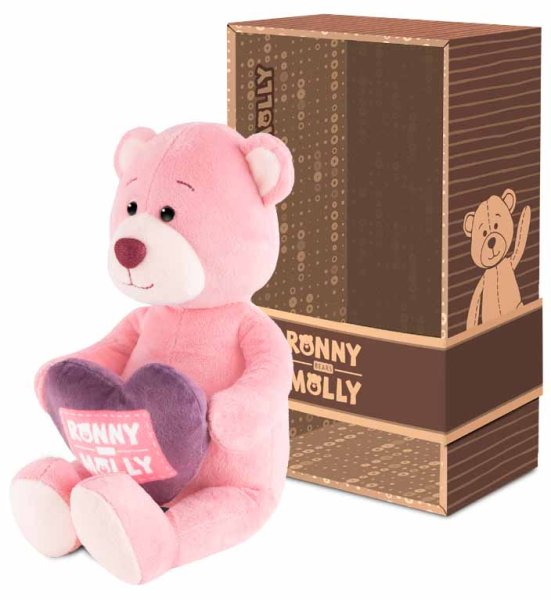 Maxitoys Мягкая игрушка Ronny&Molly, Мишка Молли с сердечком, 21 см