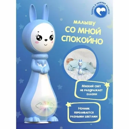  «Зайчик Грызушка». Музыкальная интерактивная игрушка. Синий. 8 режимов, 7 функций.