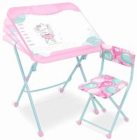 Nika Набор мебели: стул + парта + мольберт / цвет розовый