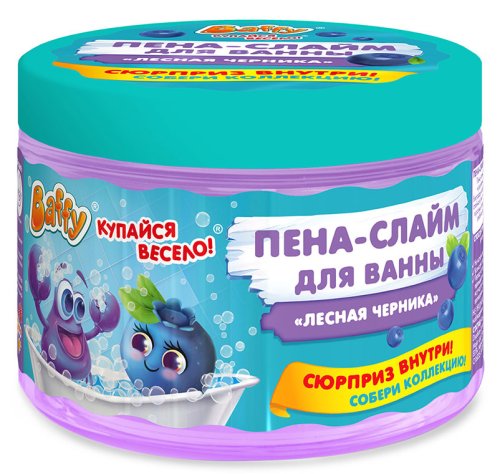 Baffy Пена-слайм для ванны детская с сюрпризом, 300 мл  / цвет Лесная черника