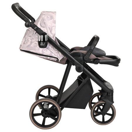 ROAN Коляска 2 в1 Sol короб + прогулка Flowers Powder/Rose gold /руч.Коричневый
