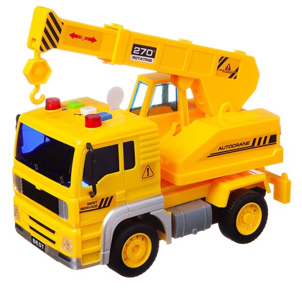 ABtoys Машинка 1:20 "Автокран", пластмассовая инерционная, со звуковыми и световыми эффектами