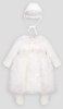 1445.43 К-кт наряд."Церемония"(платье-комбинезон, чепчик) с кружевами и пушистой юбкой (р. 62, цв. экрю)