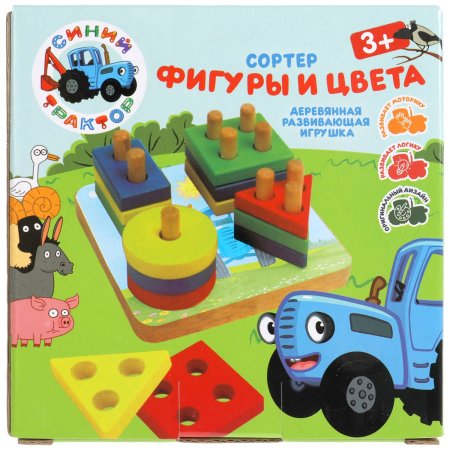 Буратино Развивающая деревянная игрушка Синий трактор 314840  / разноцветная