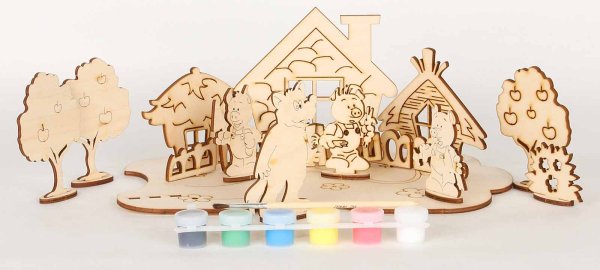 Лесовик Сказка на столе под роспись"Три поросенка"