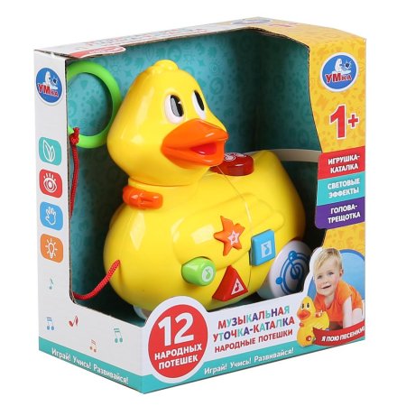 Умка Развивающая игрушка Музыкальная уточка-каталка 299599 / цвет желтый