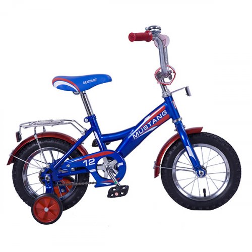 Велосипед детский 12" Mustang GW-Тип / страховочные колеса / звонок / синий + красный