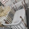 Кровать детская Мишка на облачке  3 в 1 продольный маятник/колесо (белый/вставки бук)