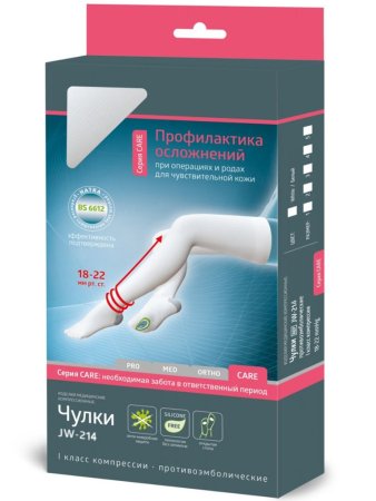 B.Well Чулки компрессионные противоэмболические I класс, Care, размер 3 / цвет белый, JW-21