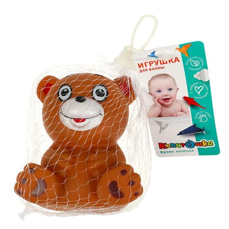  Игрушка для ванны мишка 9 см, в сетке, КАПИТОШКА в кор.2*240шт