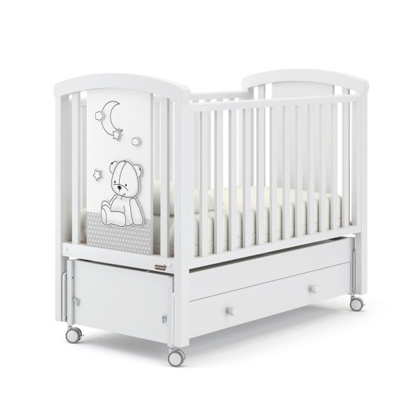 Детская кроватка с продольным маятником Erbesi Stella White
