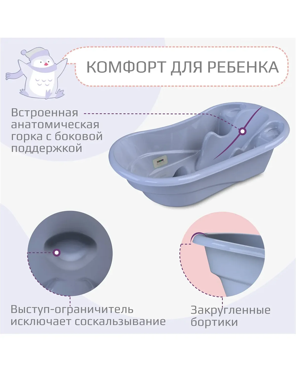 Ванночка для купания Kidwick Лайнер,с термометром.