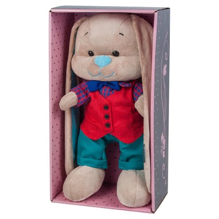 Jack&Lin Мягкие Игрушки Зайчик в Красной Жилетке, 25 см, в Подарочной Упаковке