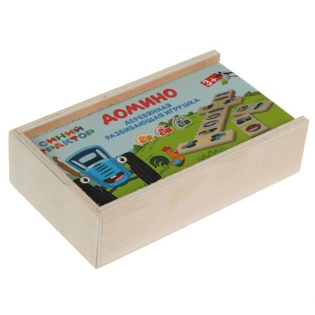 Буратино Развивающая деревянная игрушка Домино Синий трактор 317764 / цвет коричневый