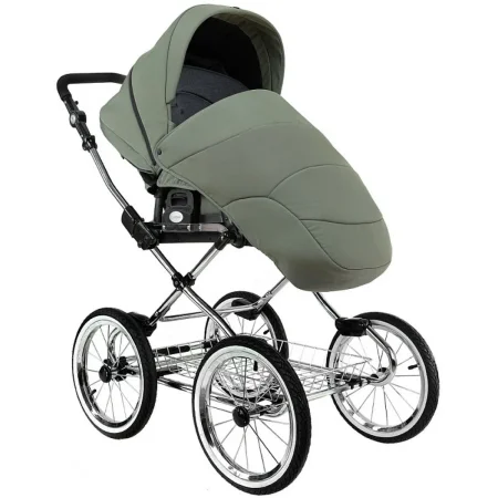 ROAN Коляска 2 в1 Bass Next короб+прогул.(2 места) (Sage Green/Black/руч.Black)