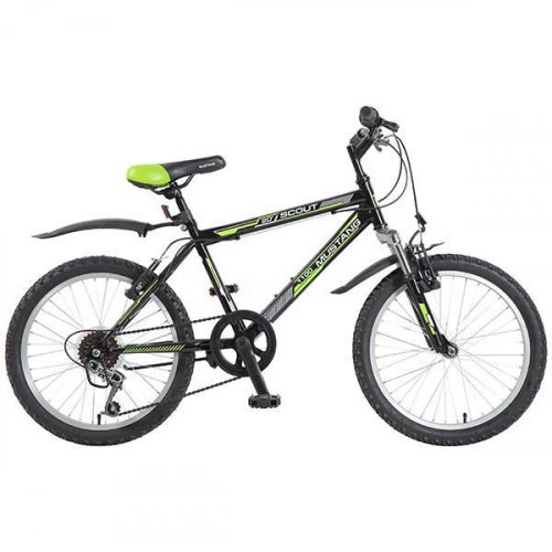 Велосипед подростковый MTB 20" Хард Mustng Scout 1100 14" / 6 ск / черный+зеленый