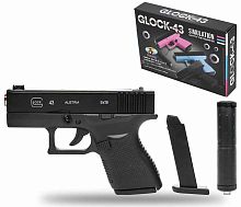 Металлический пистолет "Glock-43" с глушителем					