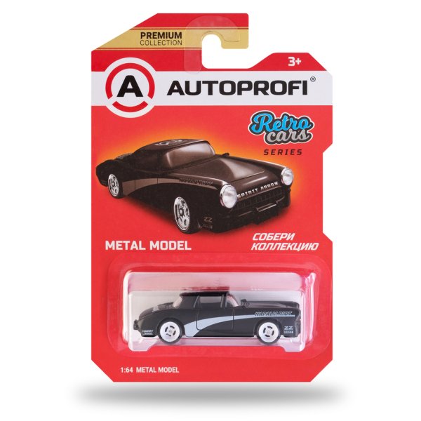 Машинка коллекционная 1:64, Серия RETRO CARS, RET-001, чёрный, 1/64/128