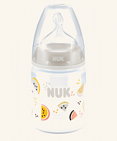 NUK First Choice Plus Бутылочка 150 мл, силиконовая соска со средним отверстием M, 0-6 месяцев, Арбуз