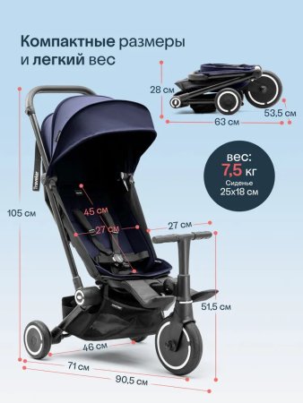 (м)Трехколес.склад.велос.SmarTrike Traveler (Midnight Blue)