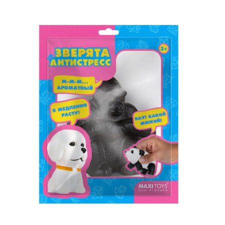 Maxitoys Игрушка-сквиш Зверята-Антистресс Горилла, 8 см, в красочном пакете с окошком