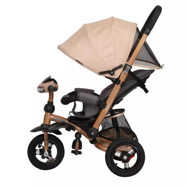 Moby kids Велосипед-коляска Stroller trike Air Car / цвет кофе с молоком, рама золотой металлик