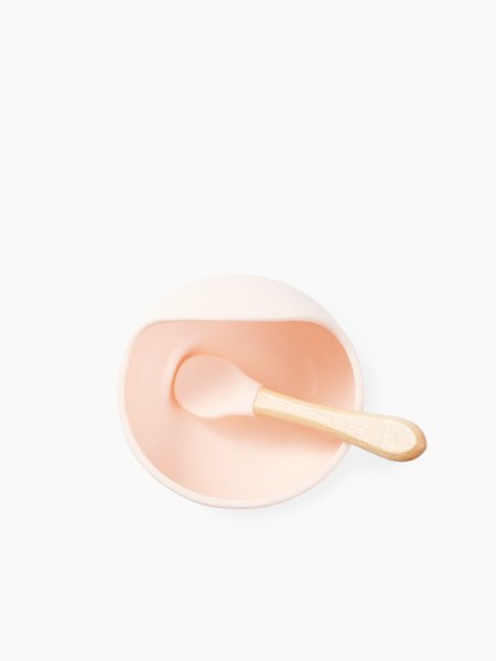 Happy baby Набор посуды для детей: миска на присоске и ложка 15064 / цвет light pink