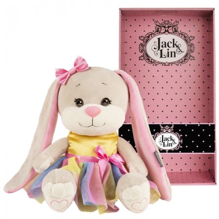 Jack&Lin Мягкая игрушка "Зайка в Радужном Платье", 25 см