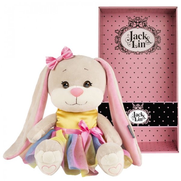 Jack&Lin Мягкая игрушка "Зайка в Радужном Платье", 25 см
