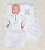Осьминожка Комплект для мальчика крестильный: рубашка, уголок, мешочек для волос, мешок р-р 68 см / серебро