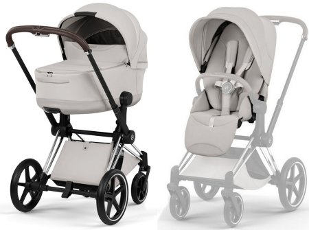 Коляска 2в1 CYBEX Priam Style Chrome Brown + спальный блок (City Grey)