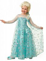 Батик Карнавальный костюм Эльза / возраст на 5-6 лет / рост 116 см / платье, парик, брошь