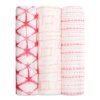 Aden&Anais Набор пеленок из бамбука Berry shibori, 3 штуки / цвет белый, розовый