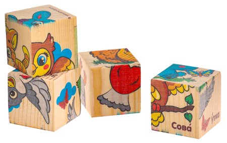 Лесная мастерская Набор кубиков "Учим животных", 4 штуки