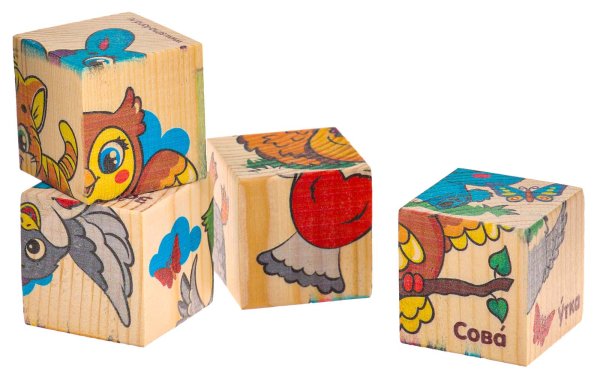 Лесная мастерская Набор кубиков "Учим животных", 4 штуки