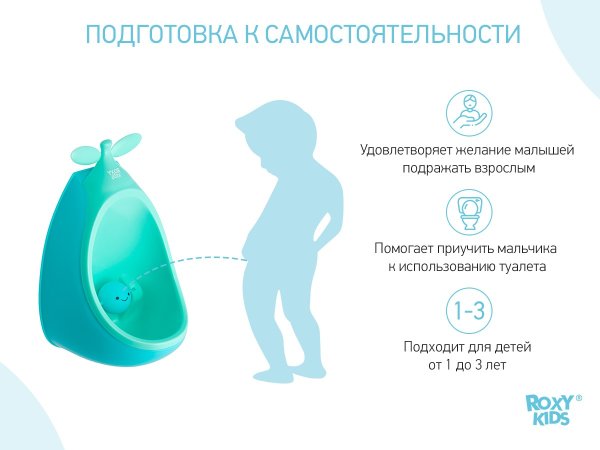 ROXY-KIDS Писсуар для мальчиков с прицелом "APPLE BOY"/ Цвет ментоловый