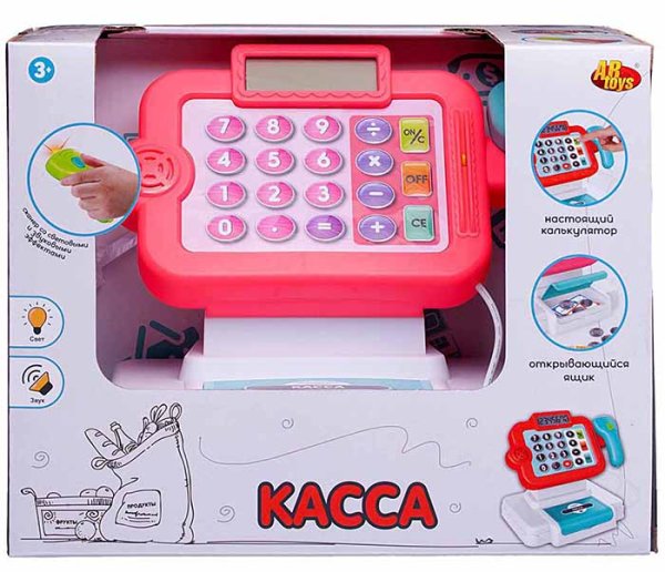 ABtoys Кассовый аппарат "Играем в магазин", свет и звук