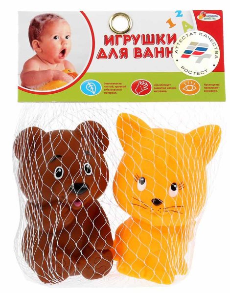 Играем вместе Игрушки для ванны "Кот + мишка"