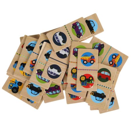 Буратино Развивающая деревянная игрушка Домино Синий трактор 317764 / цвет коричневый