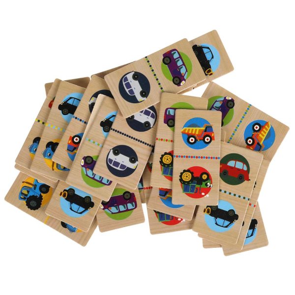 Буратино Развивающая деревянная игрушка Домино Синий трактор 317764 / цвет коричневый