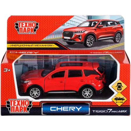 Машина металл chery tiggo 7 pro max 12см, двери, кап, баг, инер,красный,кор. Технопарк415042